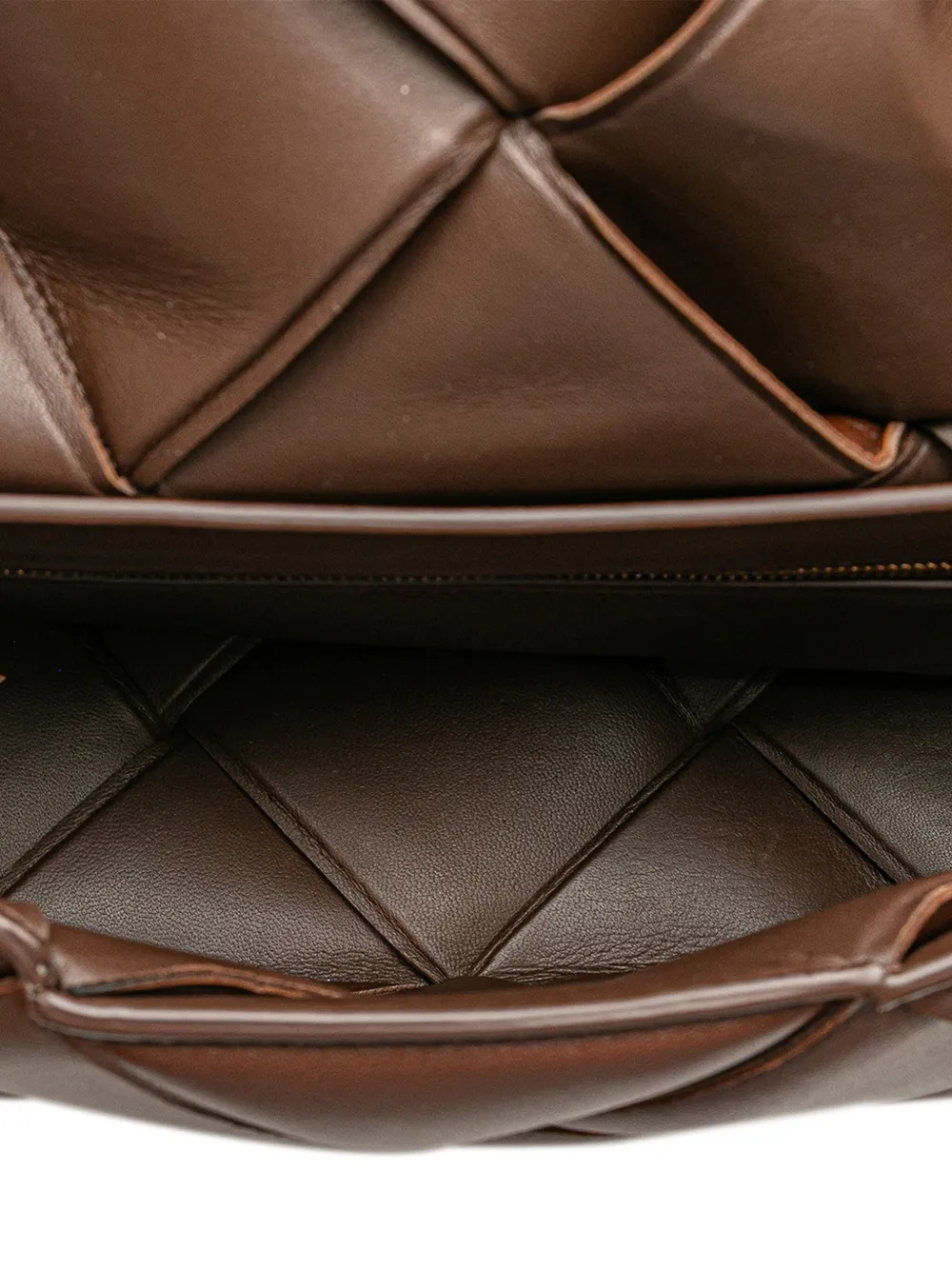 Pre-owned Bottega Veneta 2012-2025 Nappa Maxi Intrecciato Padded Top Handle Bag Satchel In Brown