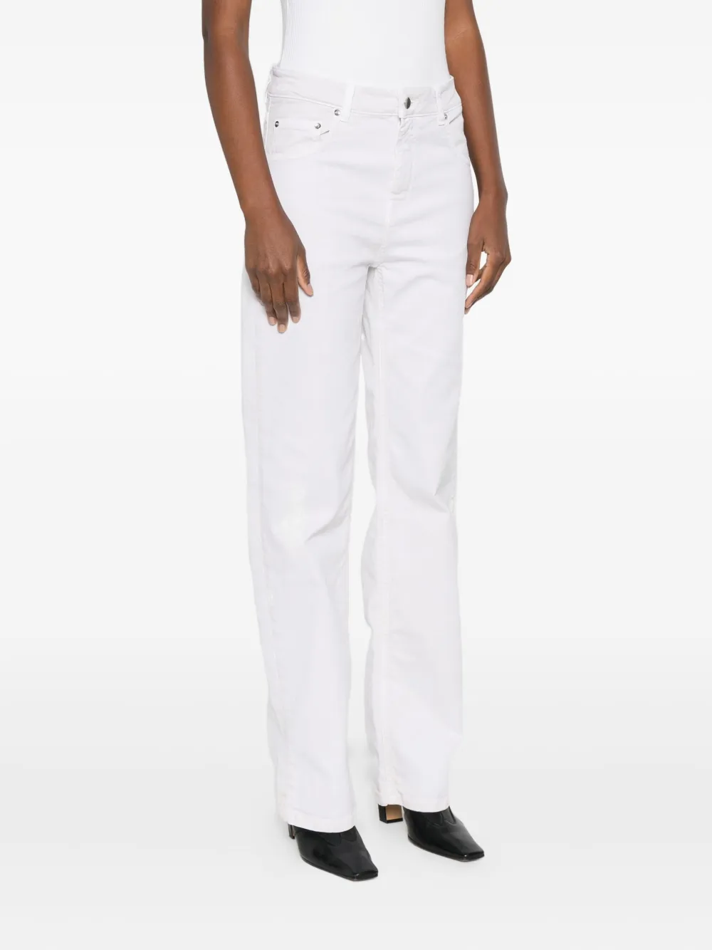 Medeea Distressed Straight-leg Jeans In White