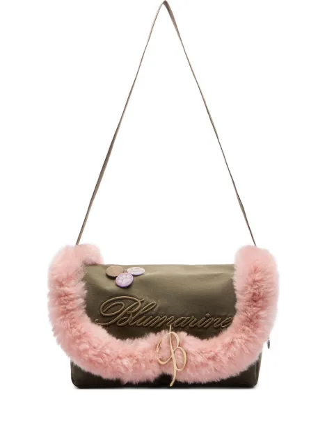 Blumarine bolsa de hombro con ribete de pelo artificial