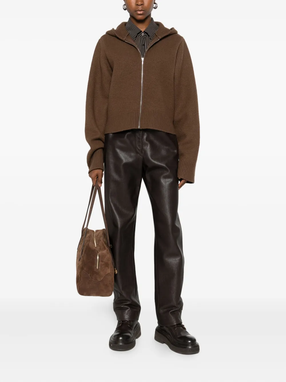 KASSL Editions Hoodie met rits - Bruin