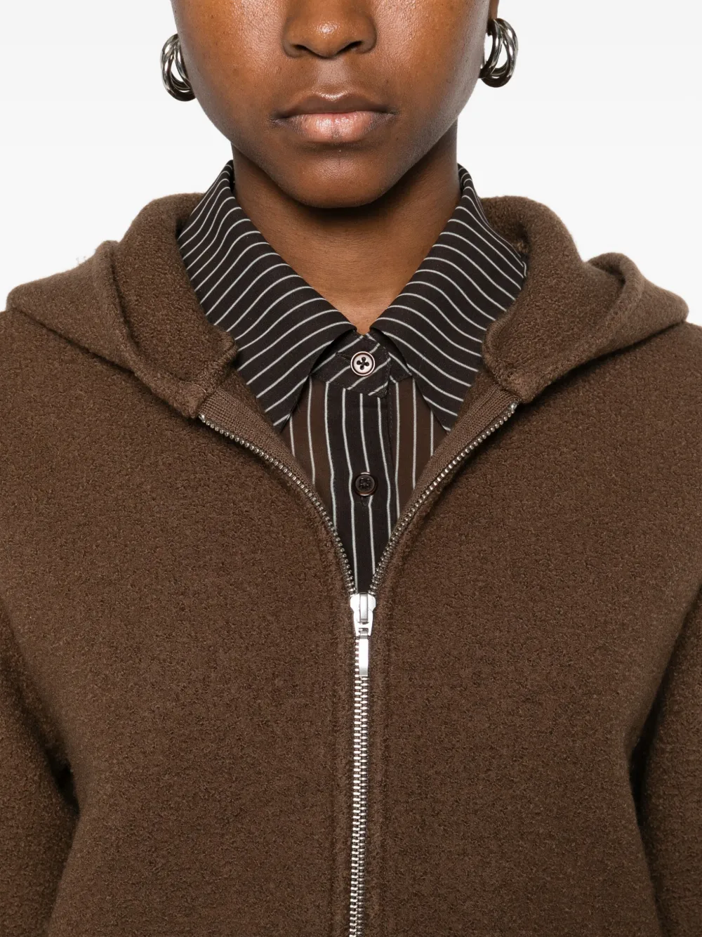 Kassl Editions Zip-up Hoodie In Brown