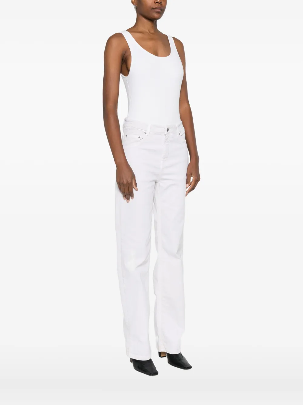  Medeea Square-neck Bodysuit - White 
