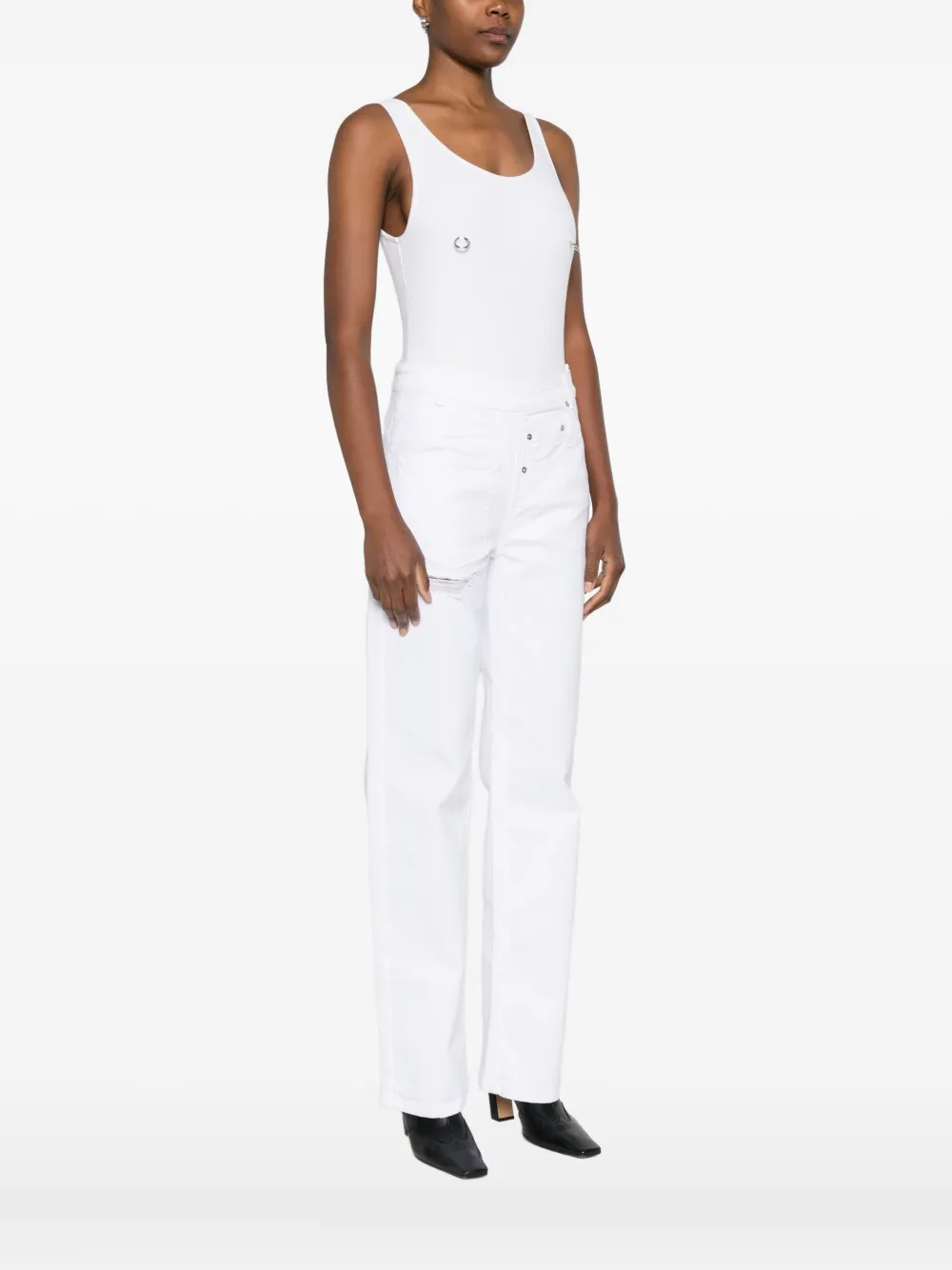 Medeea Ring-detail Bodysuit In White