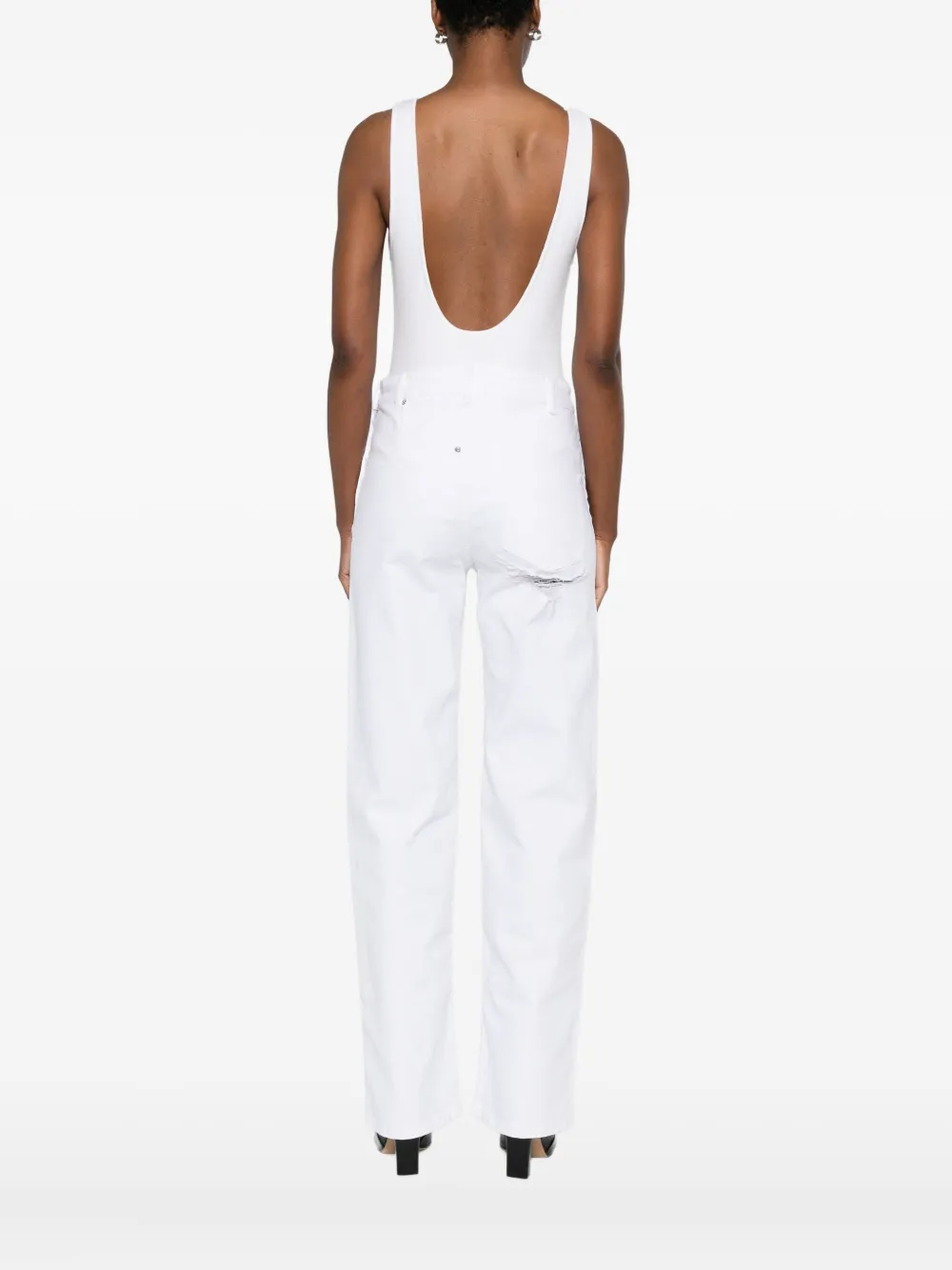 Medeea Ring-detail Bodysuit In White