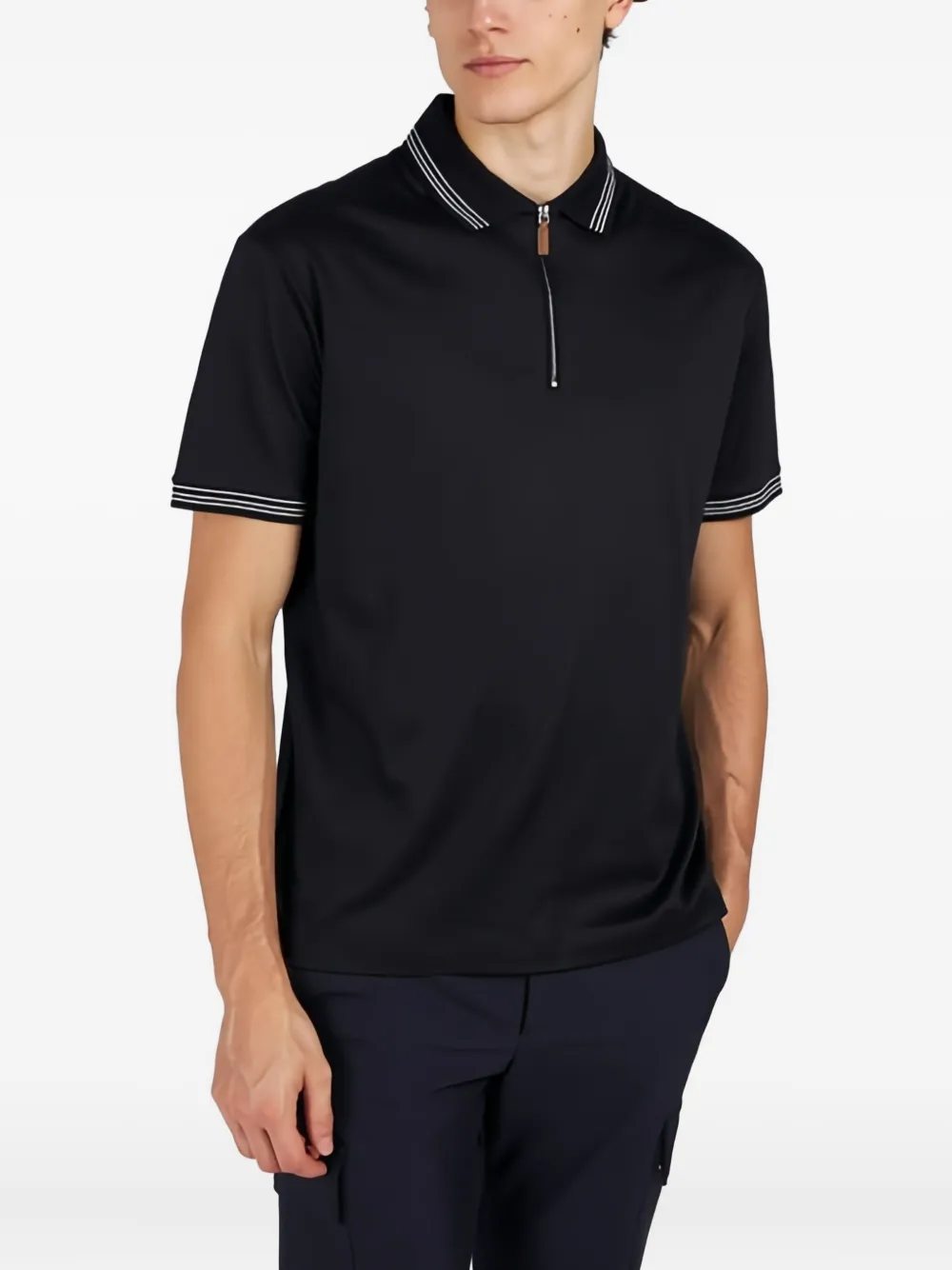Paul & Shark striped-detail polo shirt - Blauw