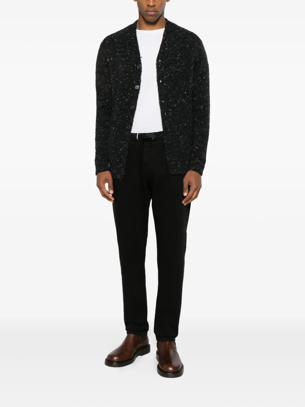 Scaglione Spongy Buttoned Cardigan In Black