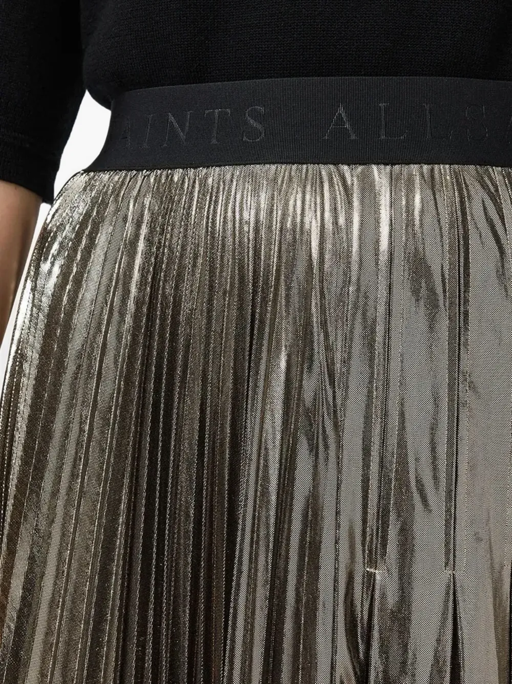 Allsaints Jax Pleated Midi Skirt In Animal Print