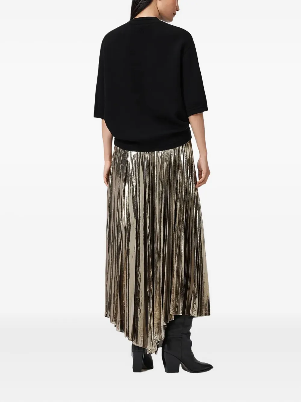 Allsaints Jax Pleated Midi Skirt In Animal Print