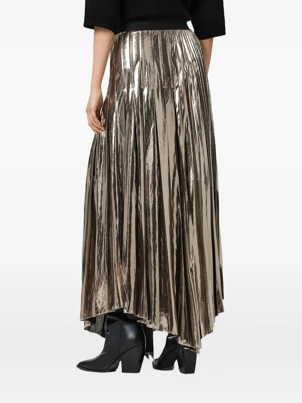 Allsaints Jax Pleated Midi Skirt In Animal Print