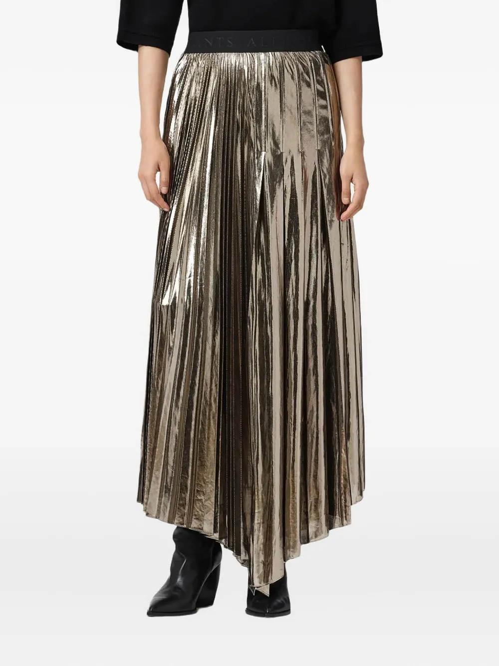 Allsaints Jax Pleated Midi Skirt In Animal Print