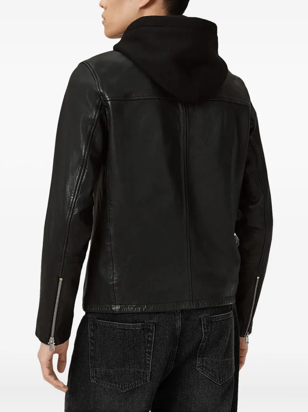 AllSaints Ashton leren jack Zwart