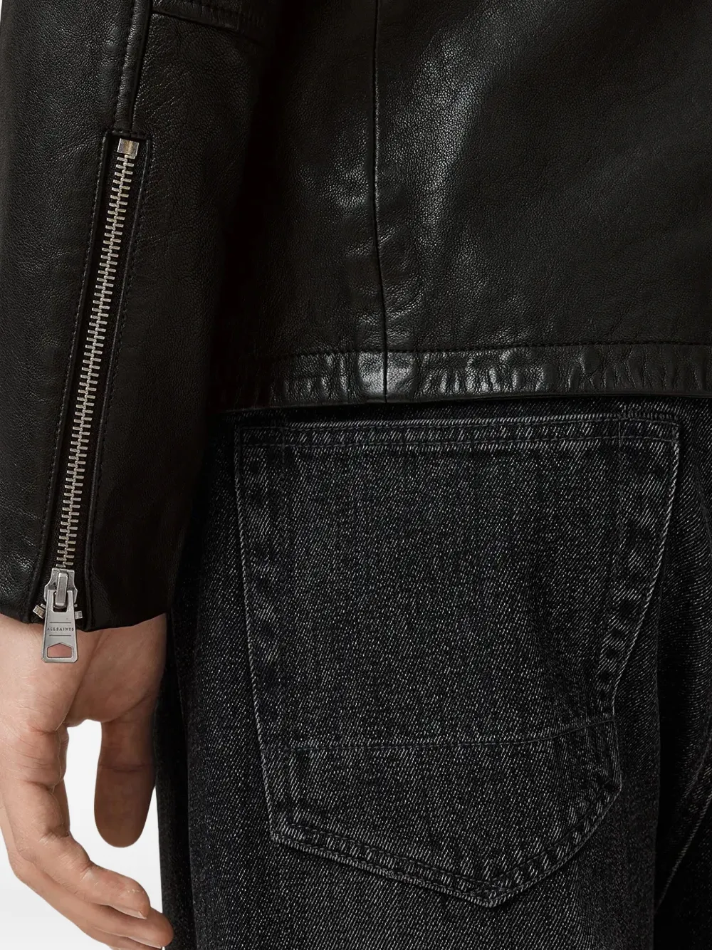 AllSaints Ashton leren jack Zwart