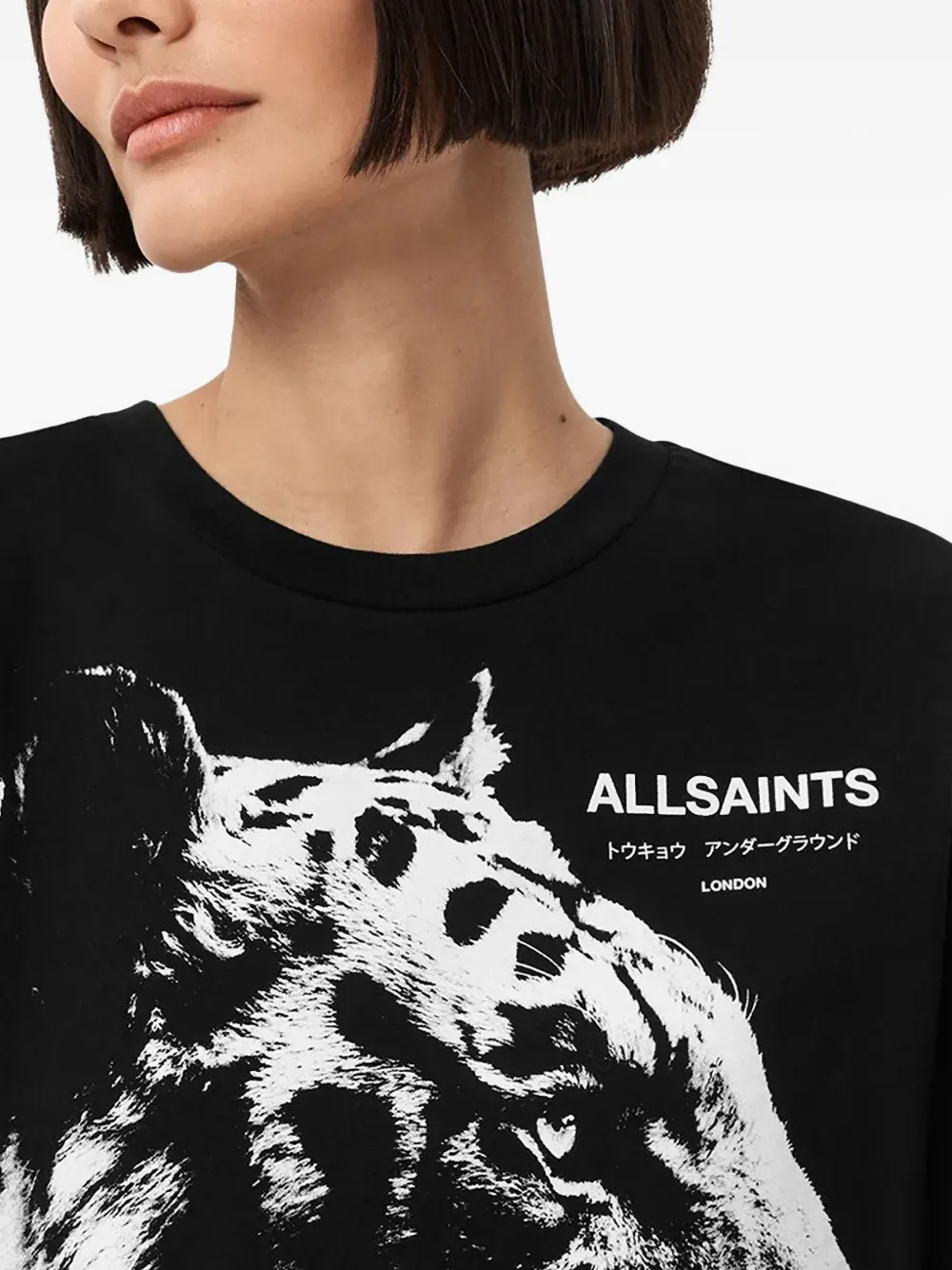 AllSaints Grafische mini-jurk Zwart