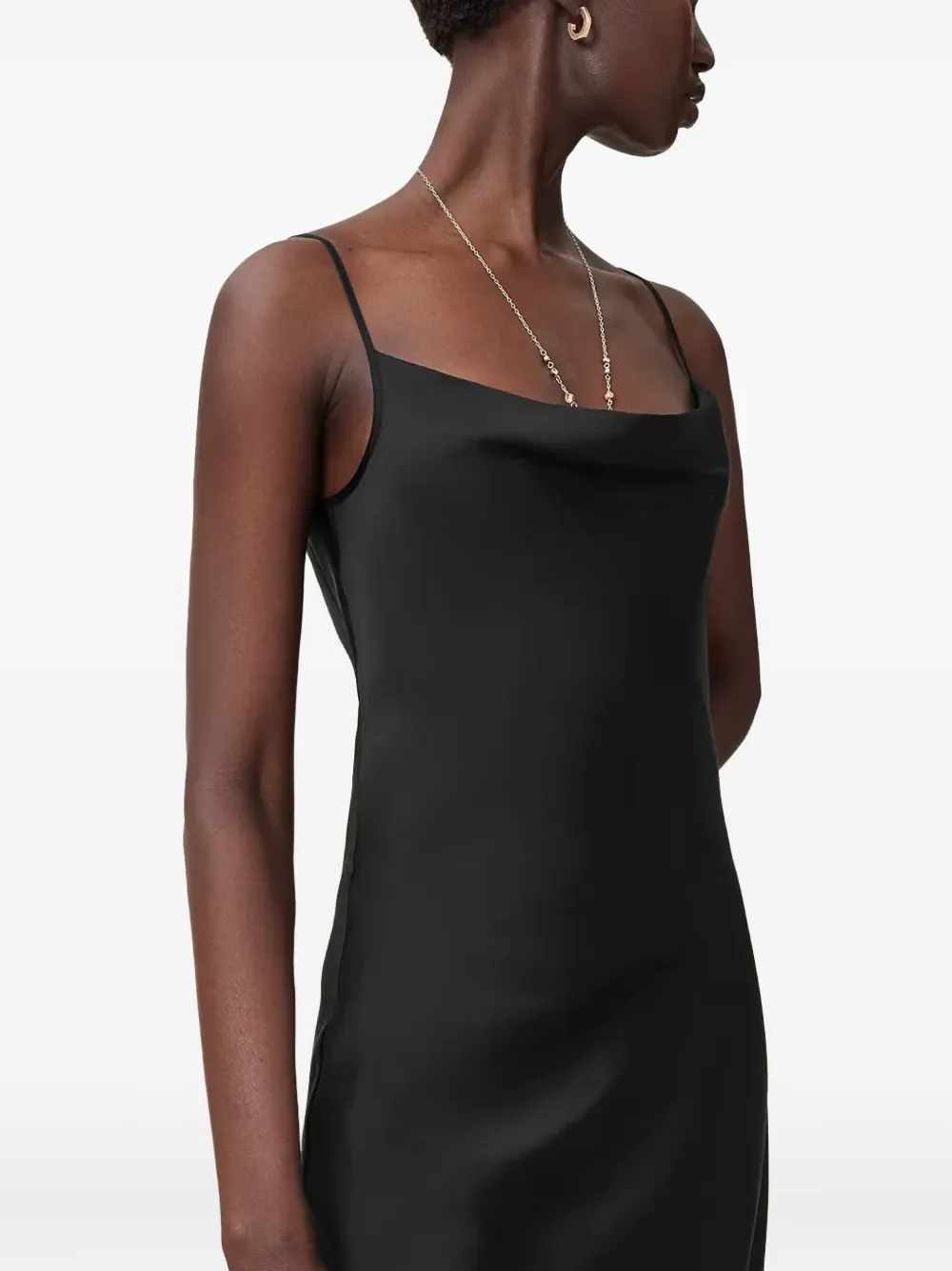 AllSaints Hadley midi-jurk met zijsplit Zwart