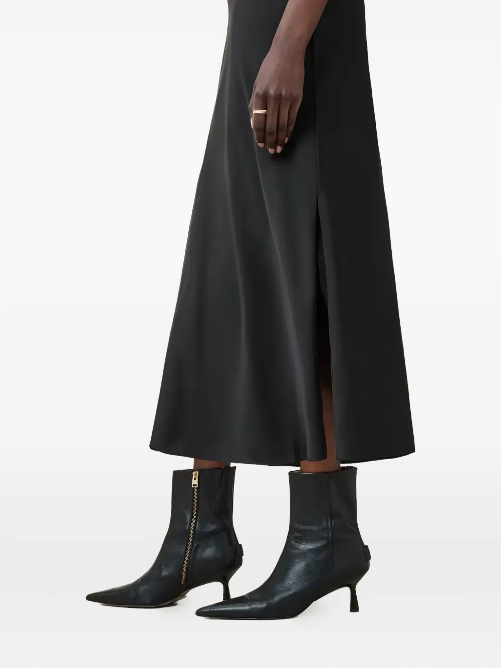 AllSaints Hadley midi-jurk met zijsplit Zwart