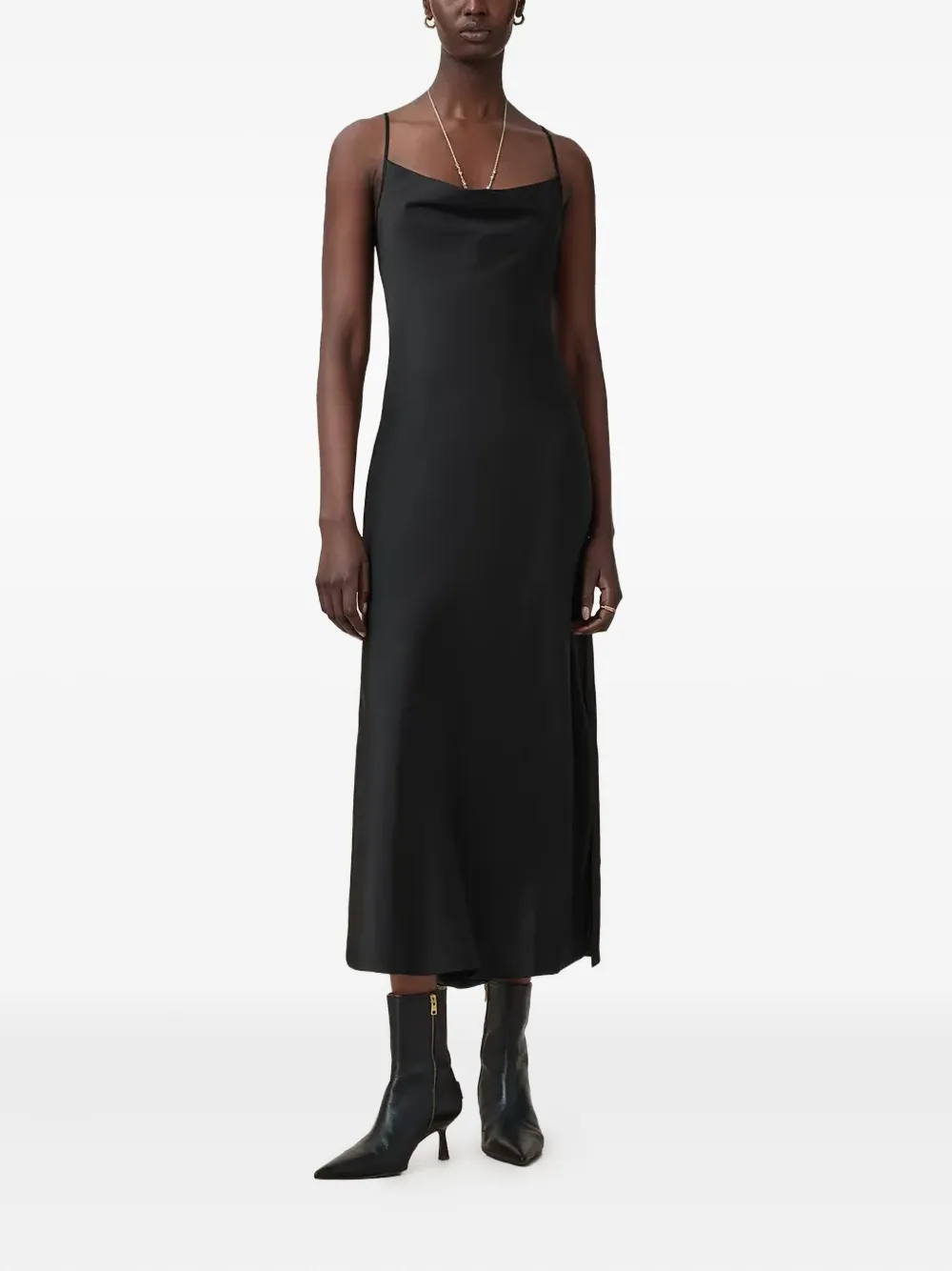 AllSaints Hadley side-slit midi dress - Nero