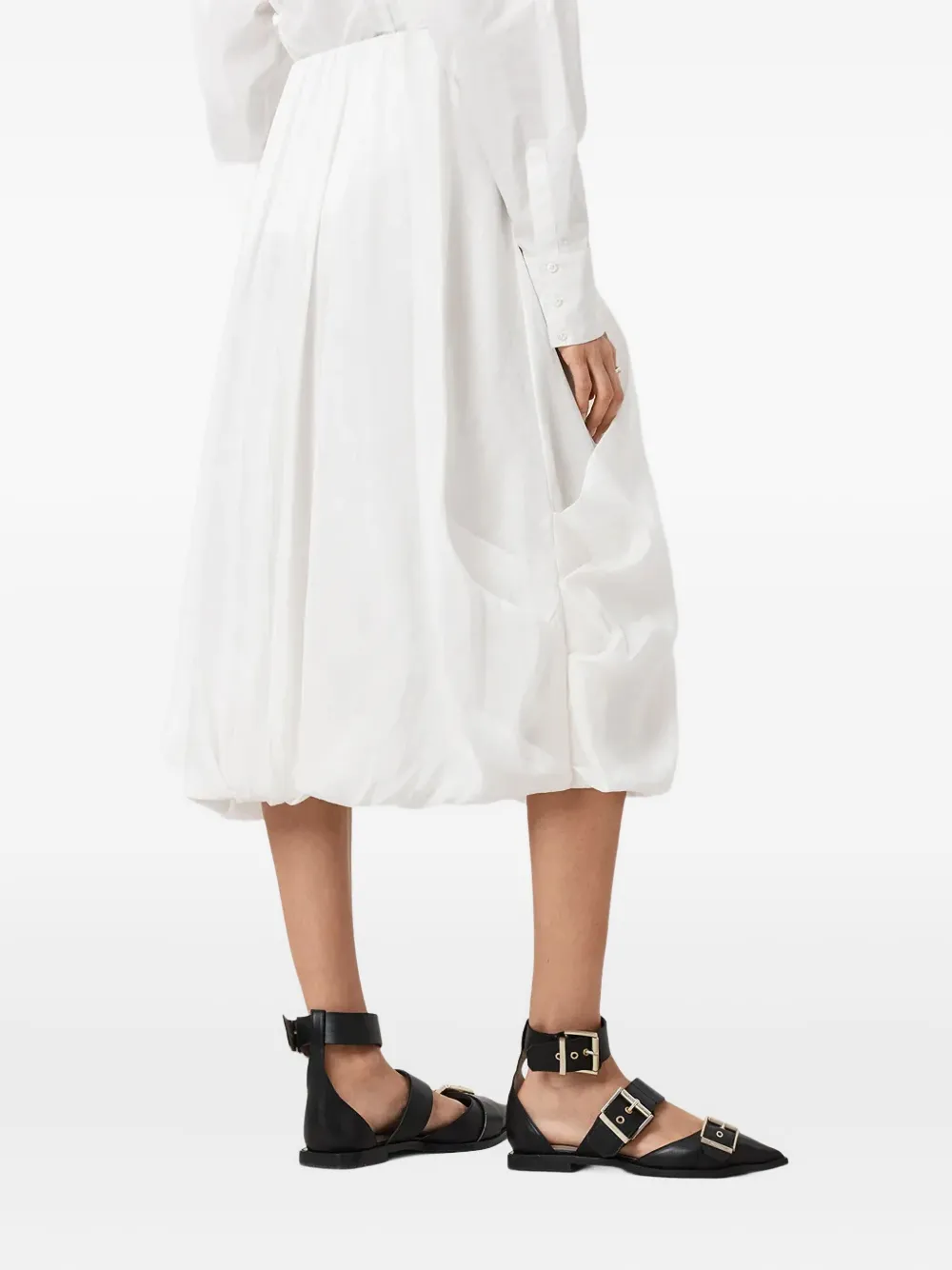 AllSaints Nia gedrapeerde midi-rok Wit