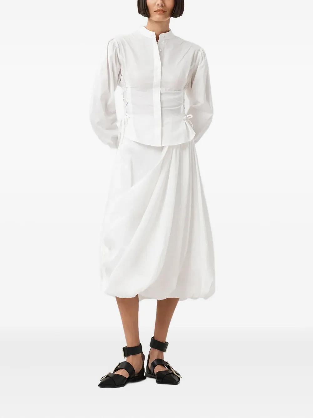 AllSaints Nia gedrapeerde midi-rok - Wit