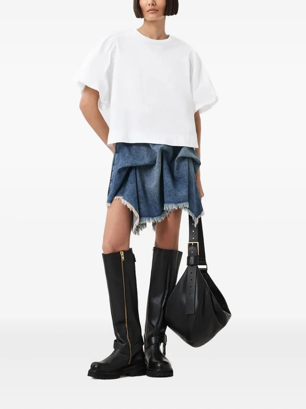 AllSaints Jess top met pofmouwen - Wit