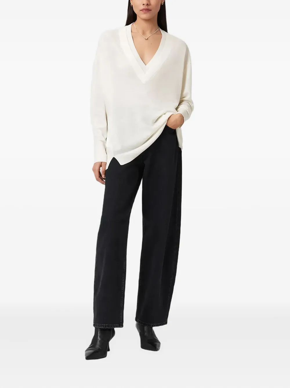 AllSaints Bern pullover met V-hals Wit