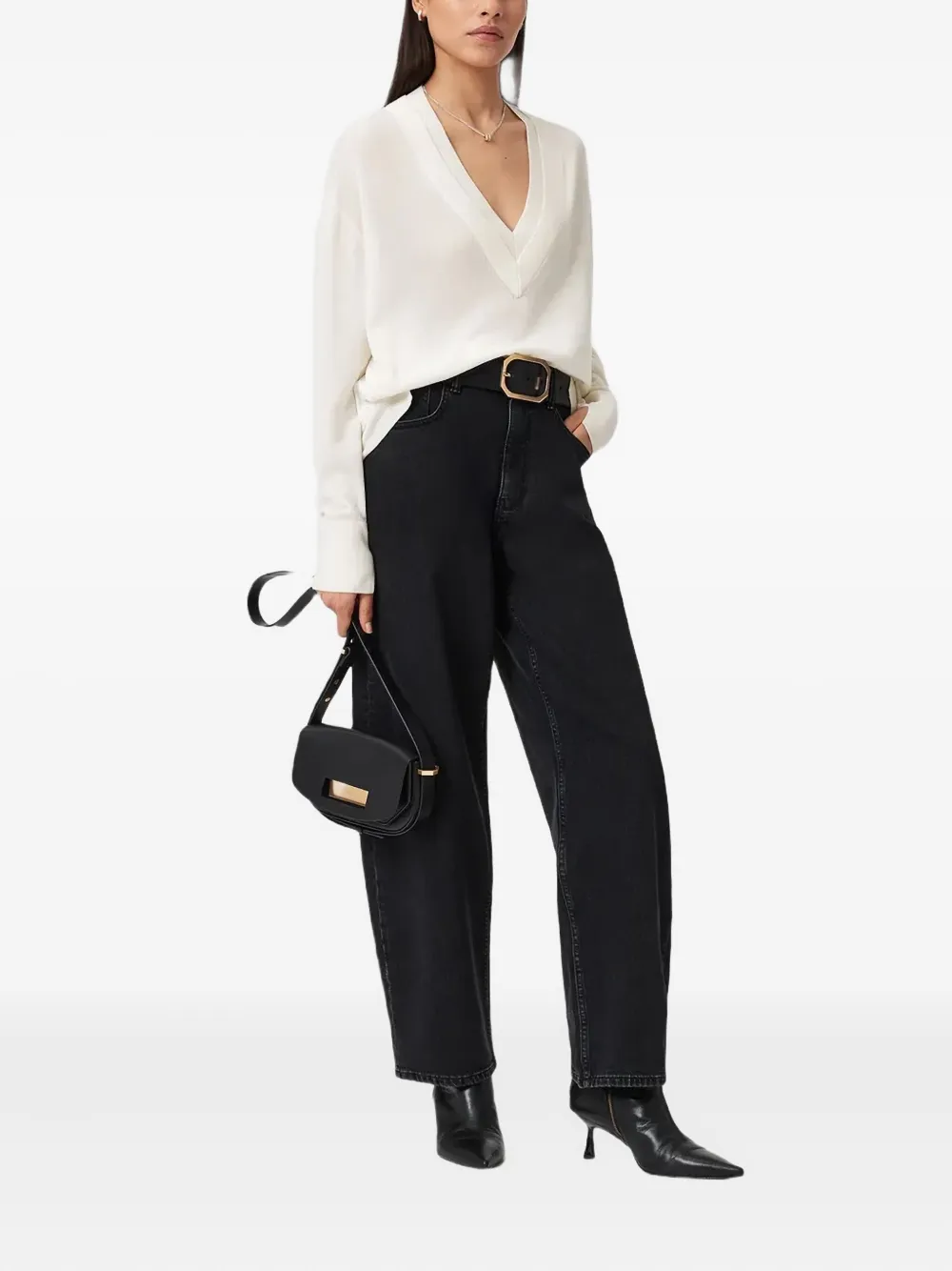 AllSaints Bern pullover met V-hals Wit