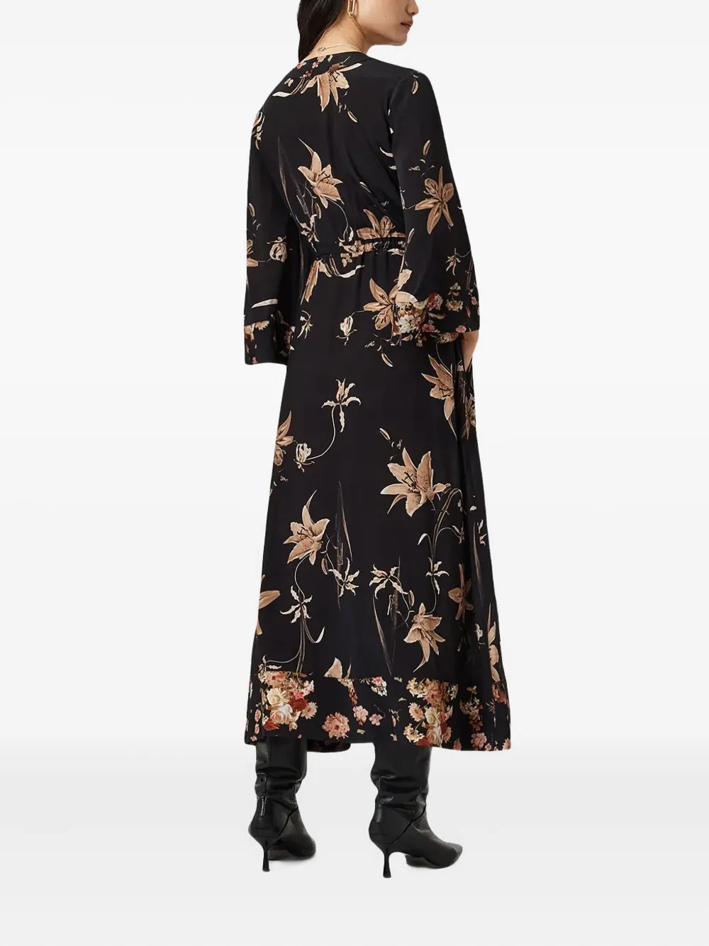 AllSaints Diana midi-jurk met bloemenprint Zwart