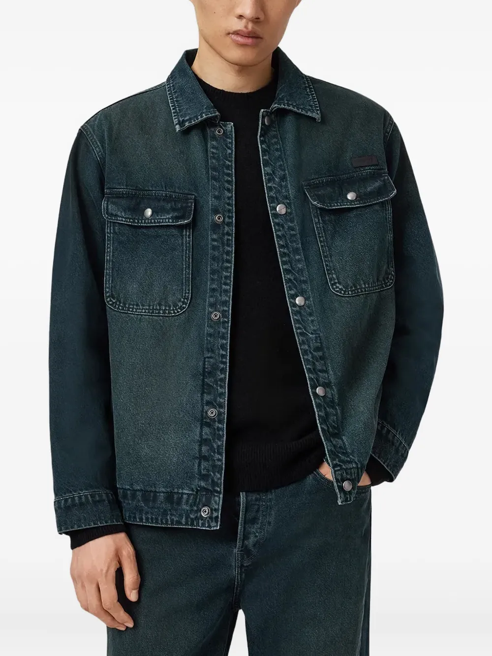  Allsaints Exile Pocketed-buttoned Jacket - Blue 