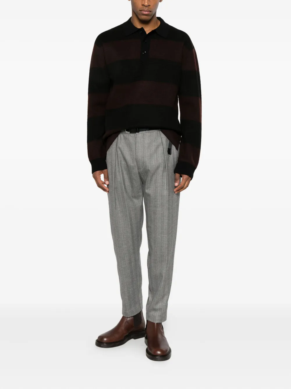 White Sand striped belted trousers - Grijs