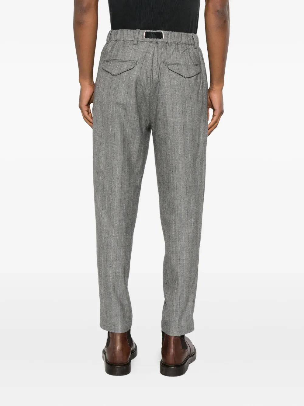 White Sand Gestreepte broek met ceintuur Grijs