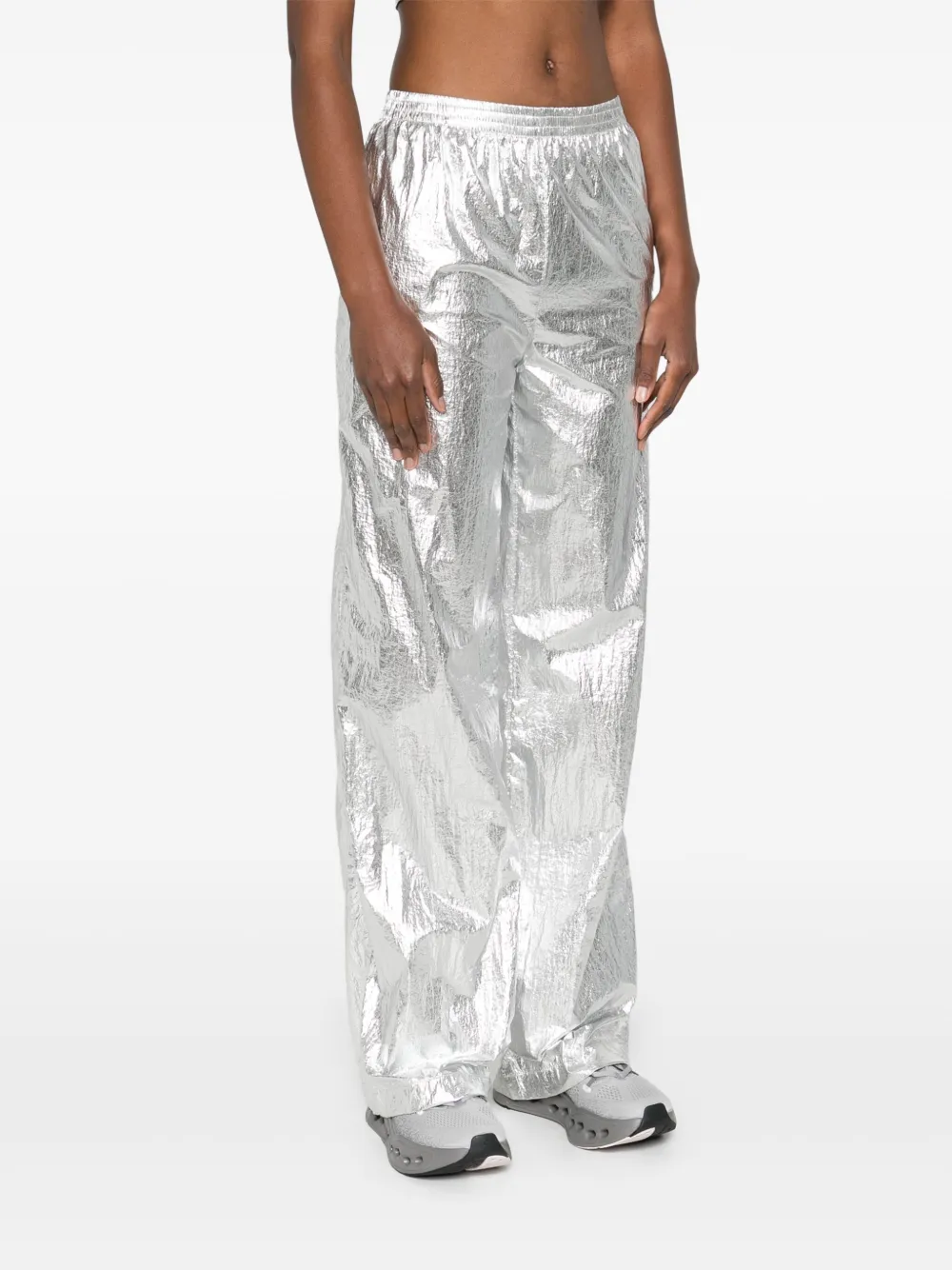 Medeea Metallic-effect Trousers In Gray
