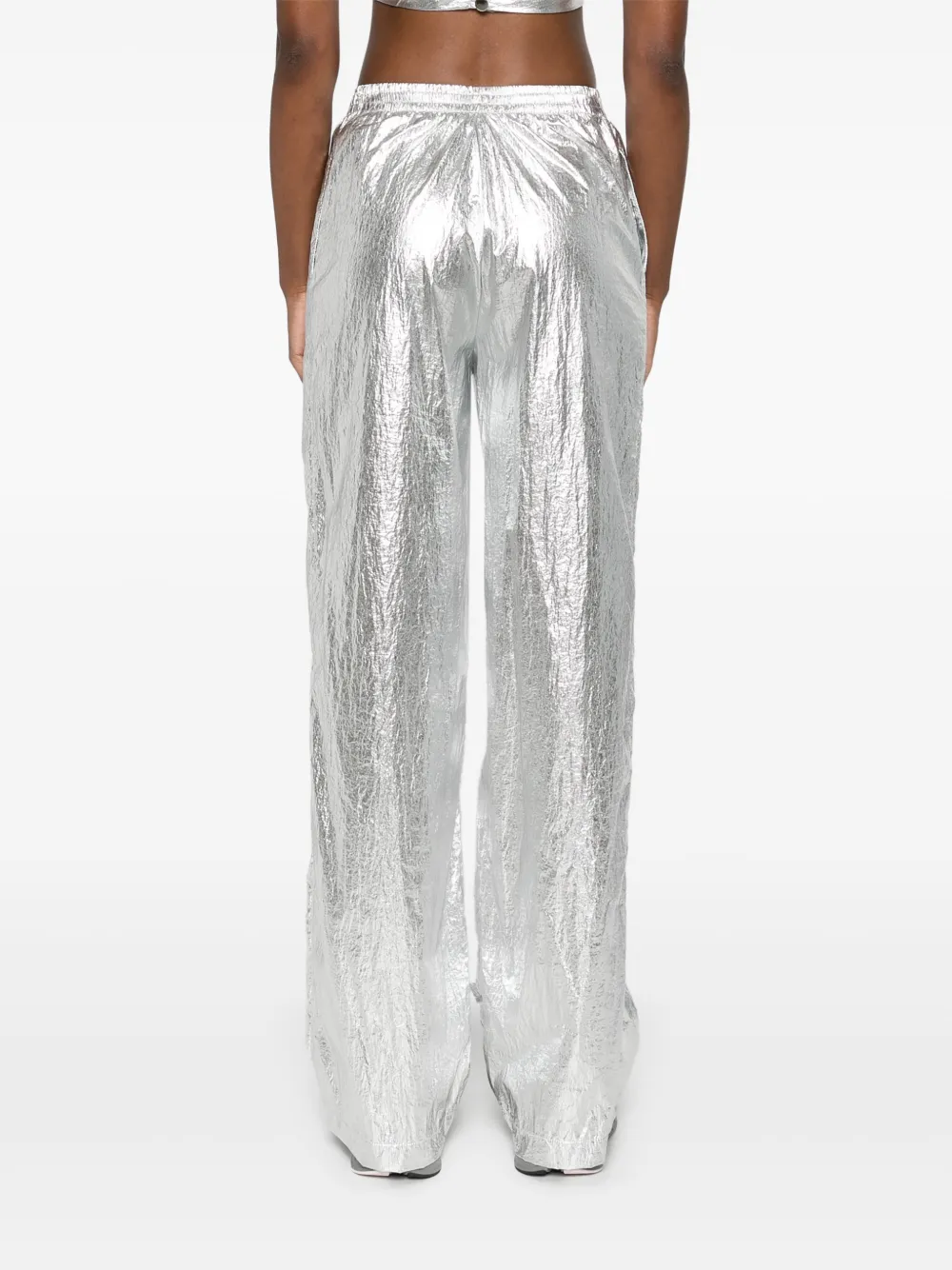 Medeea Metallic-effect Trousers In Gray