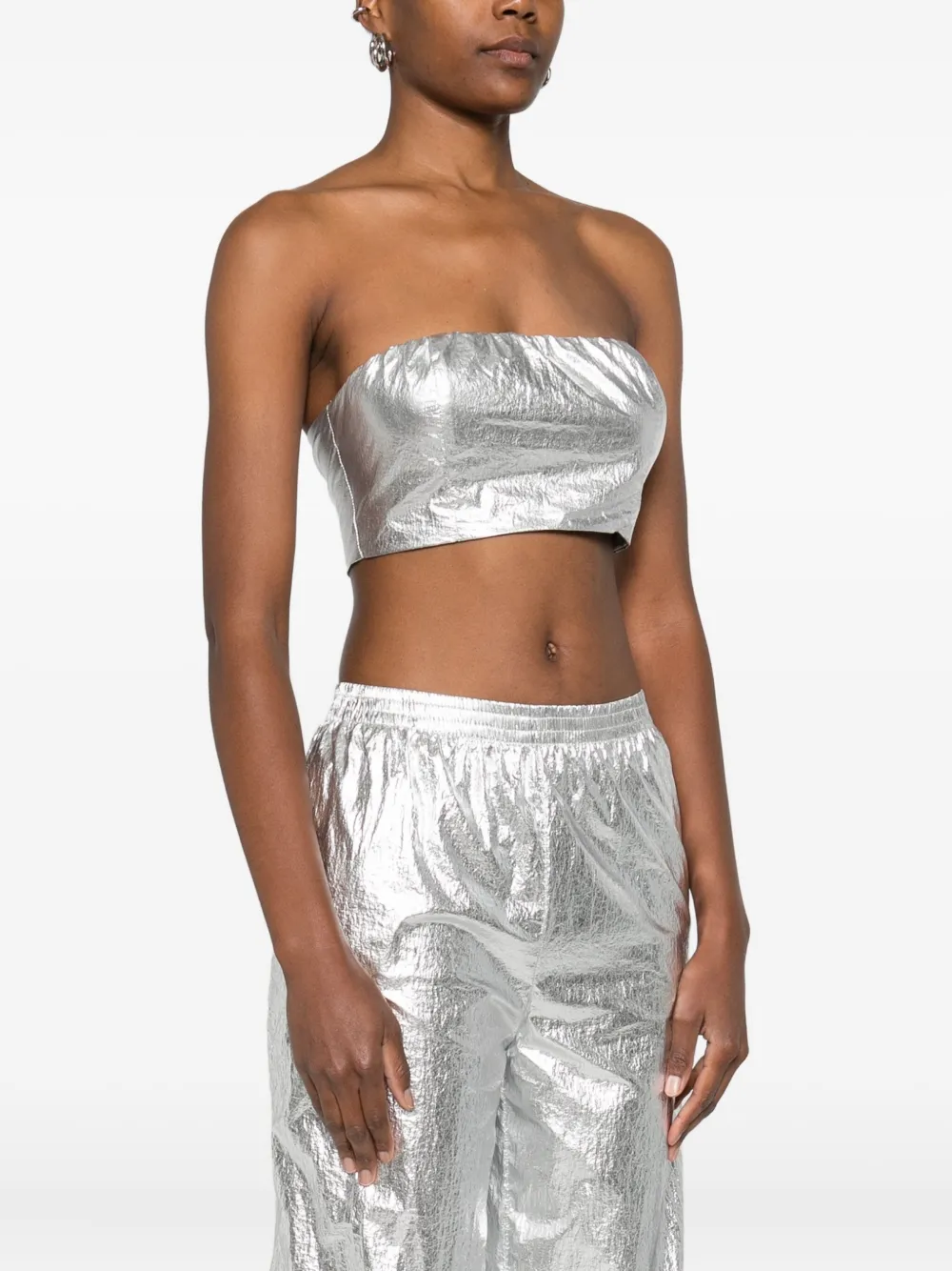 Medeea Metallic-effect Cropped Top In Multi