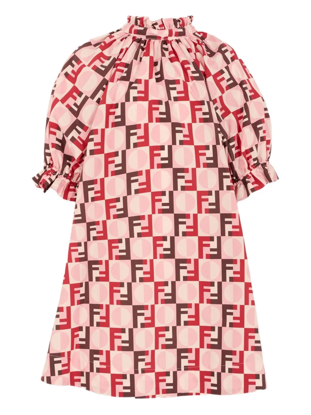 Fendi Kids long-sleeve patterned mid dress - Rosa