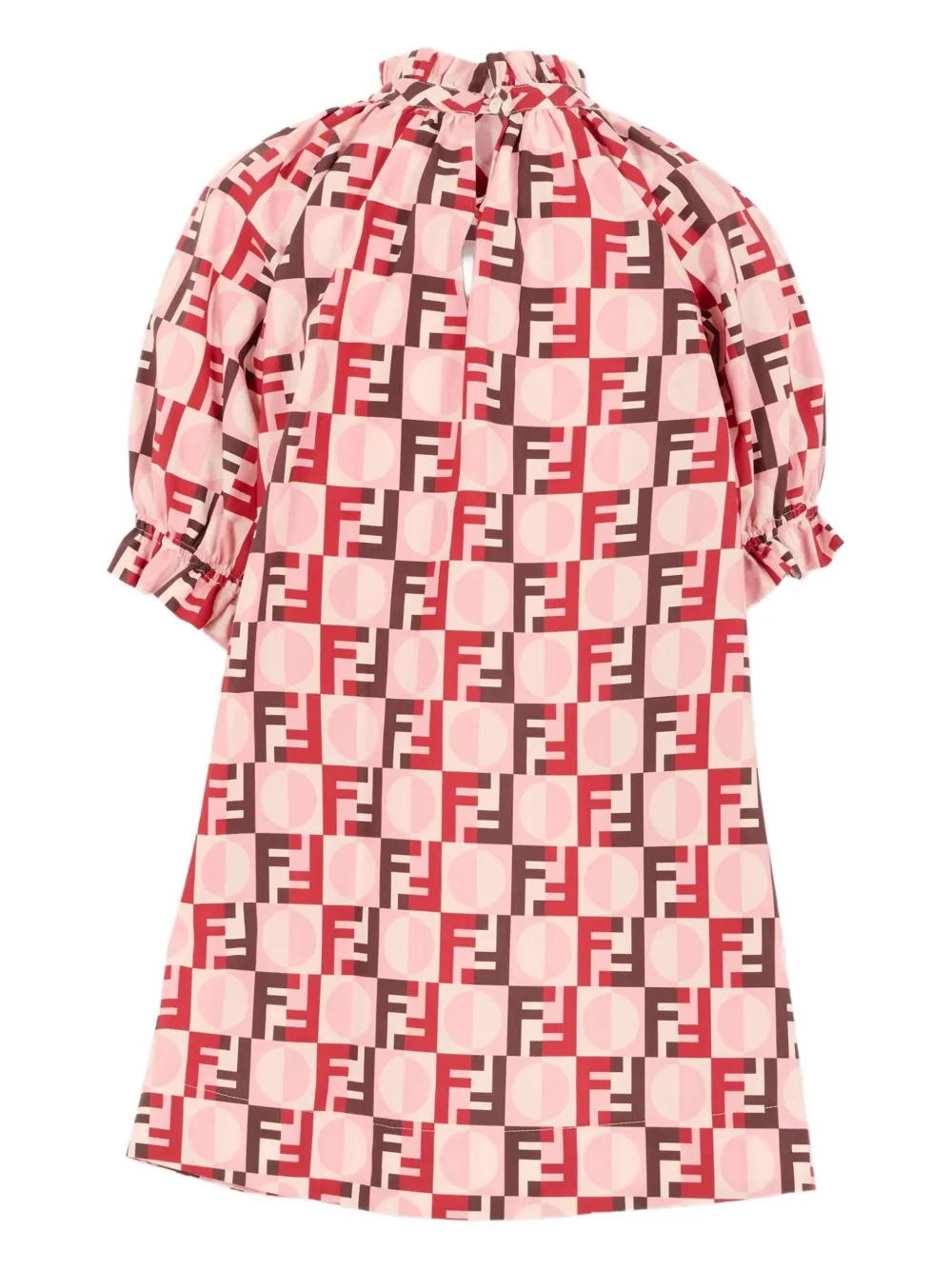 Fendi Kids Midi-jurk met lange mouwen en patroon Roze
