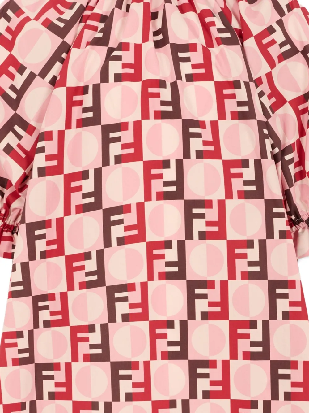 Fendi Kids Midi-jurk met lange mouwen en patroon Roze