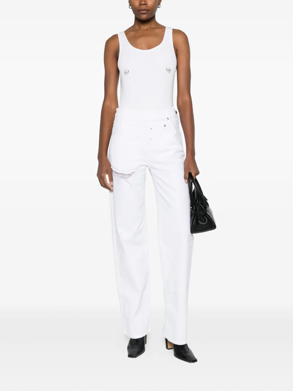 Medeea High-waisted Straight-leg Trousers In White