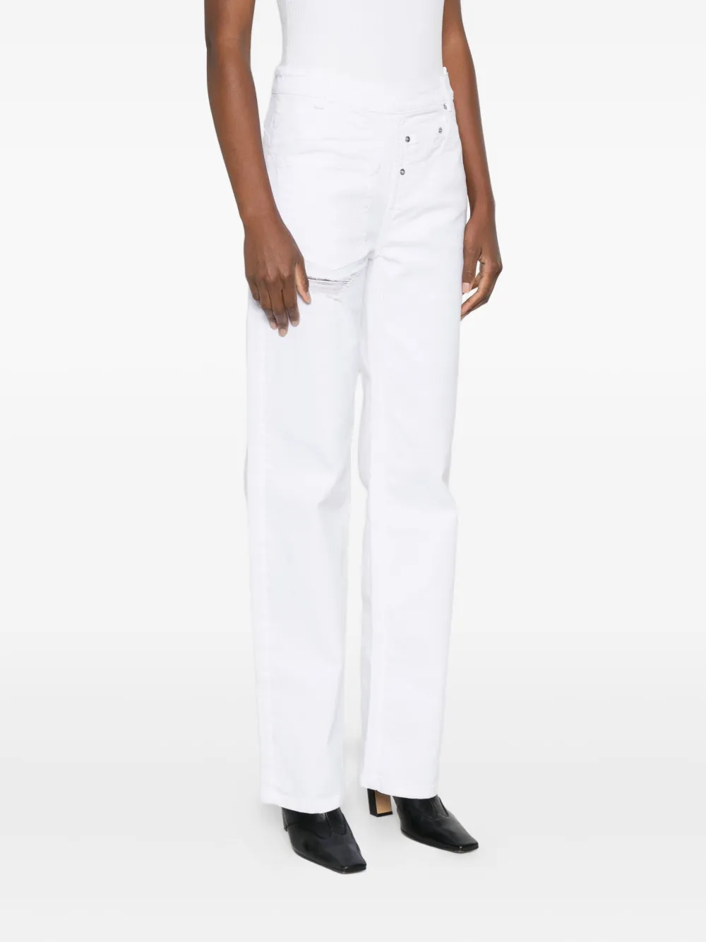 Medeea High-waisted Straight-leg Trousers In White