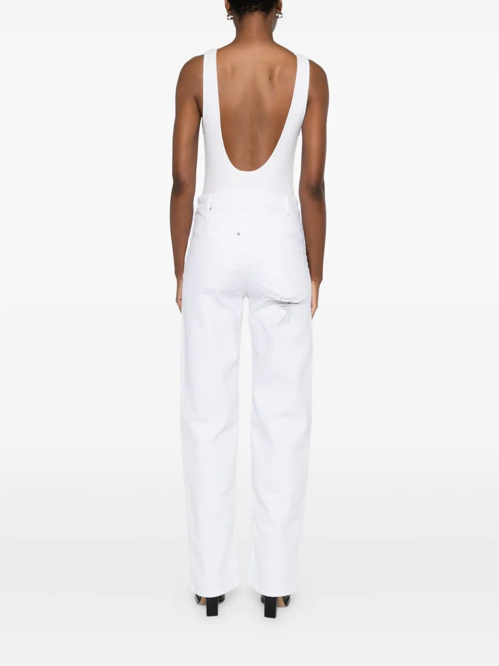 Medeea High-waisted Straight-leg Trousers In White