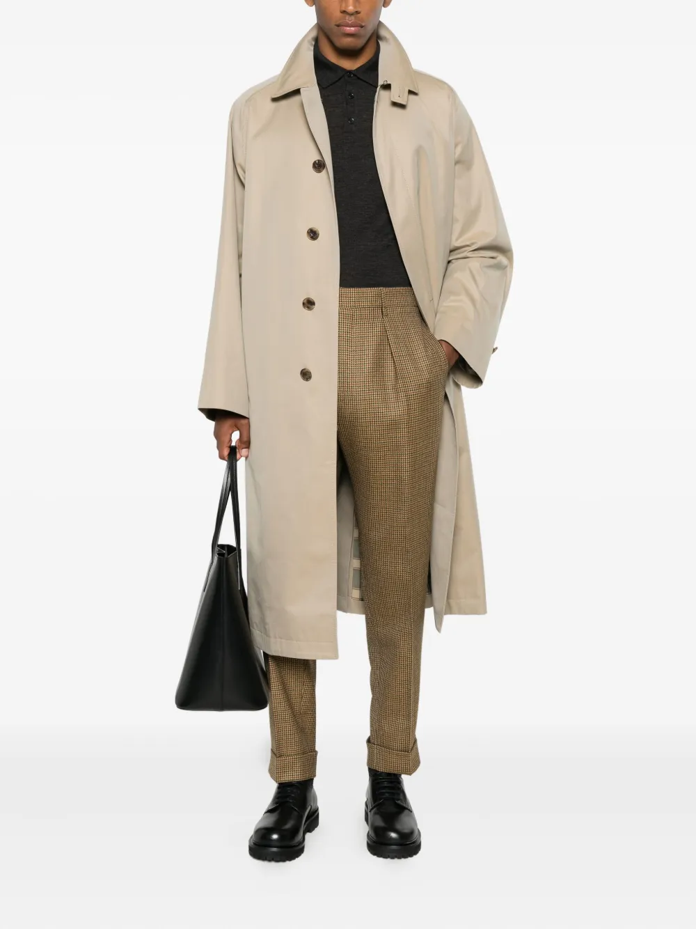 Berwich Chiaia pleated check trousers - Beige