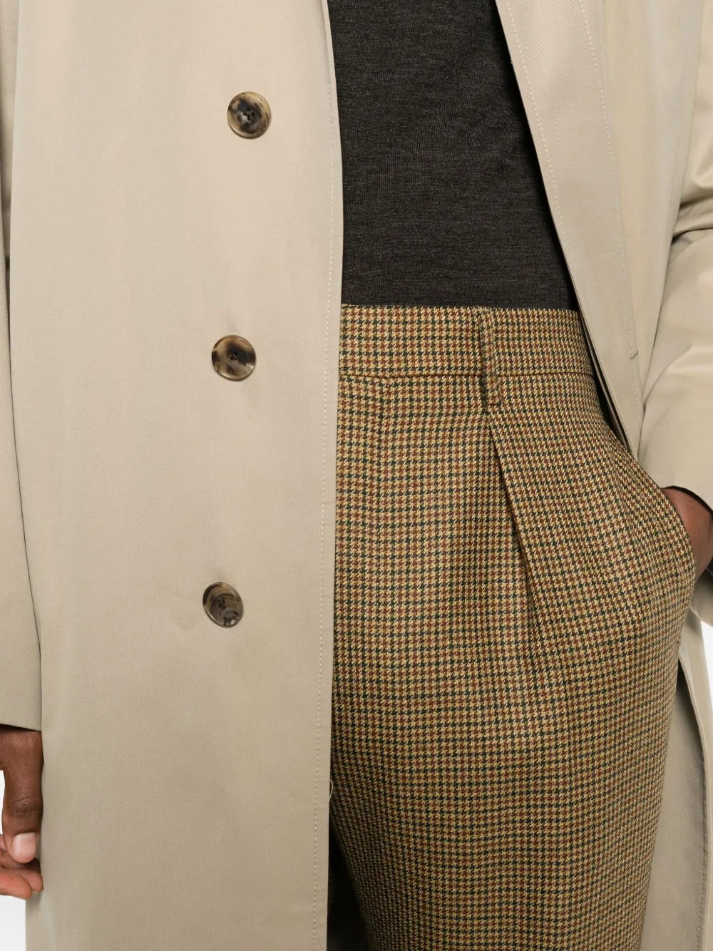 Berwich Chiaia geruite plooibroek Beige