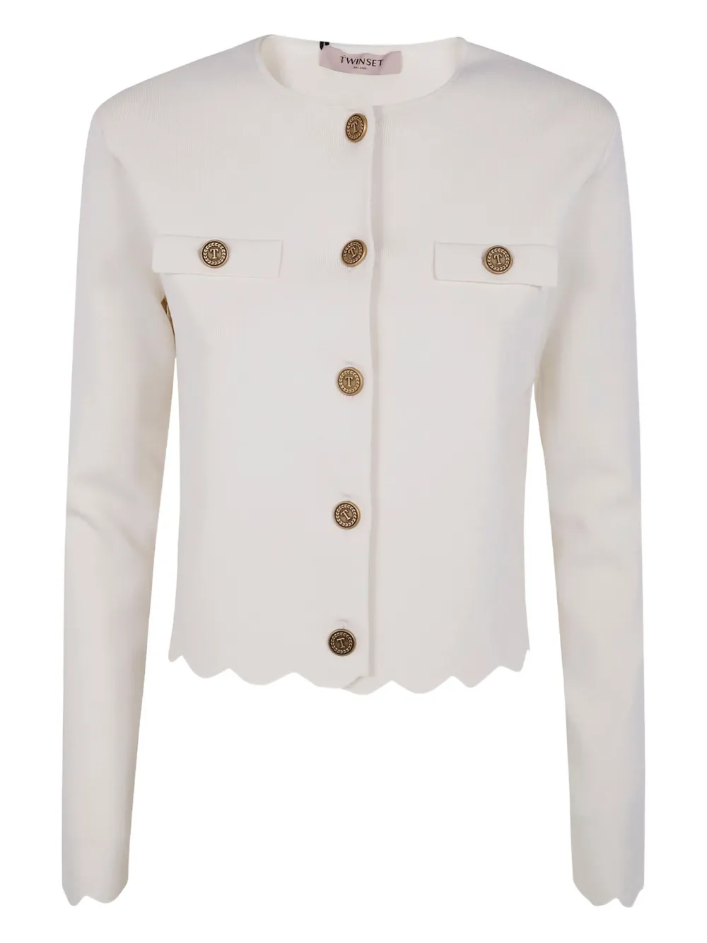 Twinset Button Scalloped Jacket In Multi