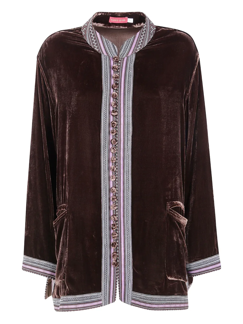 Bianco Levrin velvet button jacket | Brown | Image 1