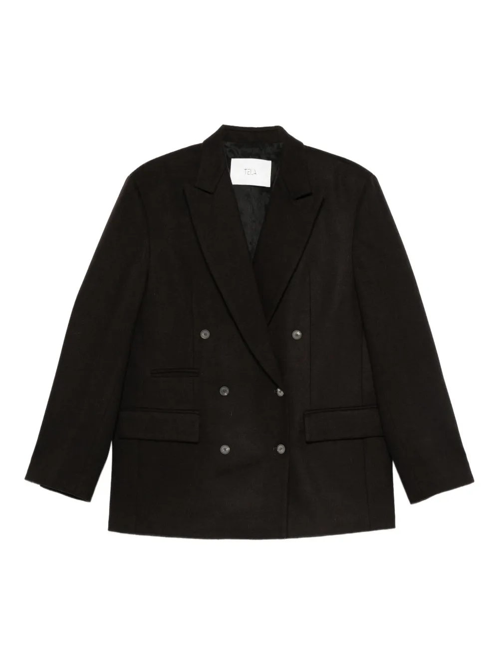 Tela Double-breasted Blazer In Black