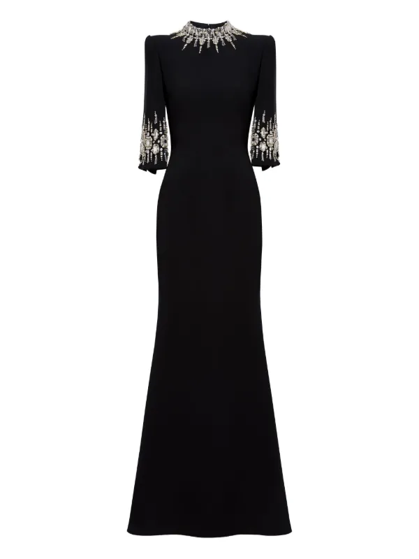 jenny packham black lace dress Jenny Packham Beaded-embellished Maxi Dress