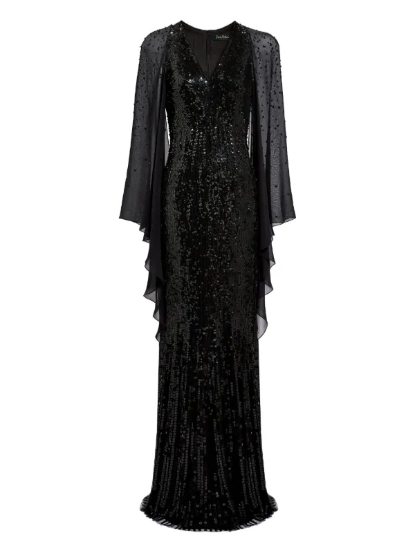 Jenny Packham Lyrical Sequin Embellished Gown - Black