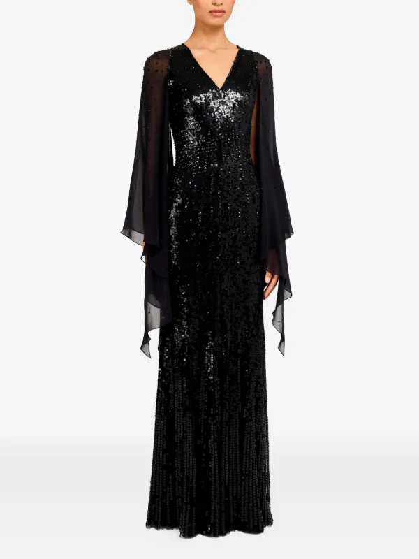 Jenny Packham Lyrical Sequin Embellished Gown - Black