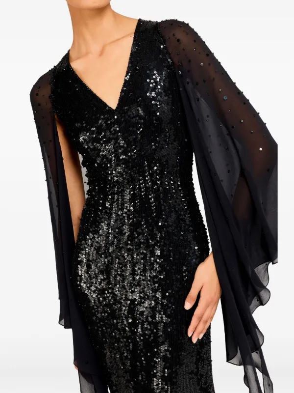 Jenny Packham Lyrical Sequin Embellished Gown - Black