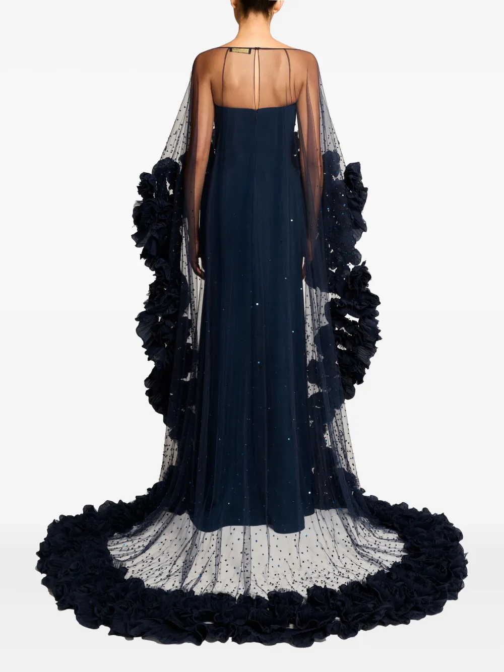 Jenny Packham Ruffle-detailed Maxi Dress In Blue