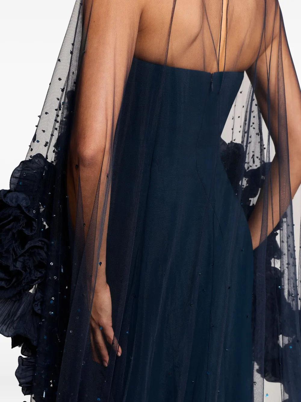 Jenny Packham Ruffle-detailed Maxi Dress In Blue