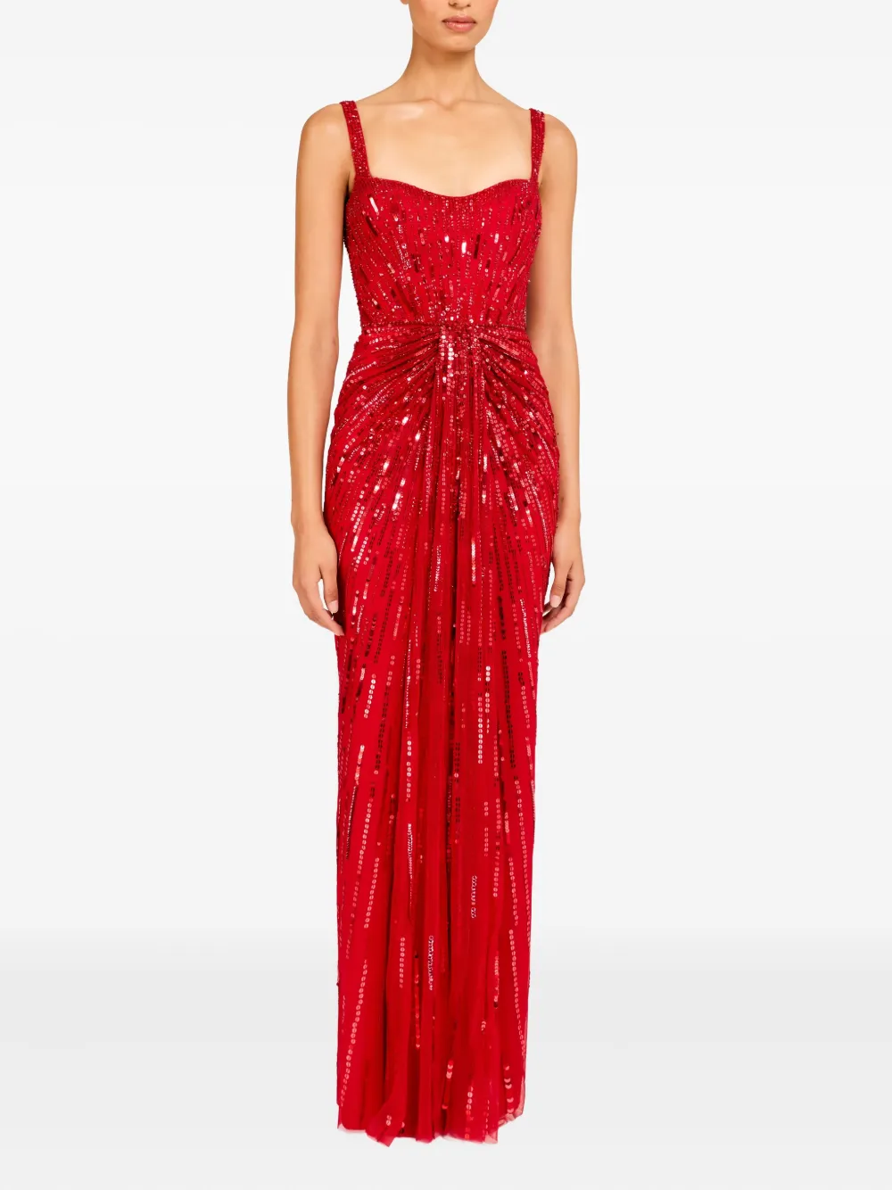 Jenny Packham Sequin-embellished Chrissy Dress In Red